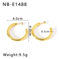 Detail view of 18K gold plated C-shaped hoop earrings with precise size and weight specs - Gold 4.0cm Hoop Style (NB-E1488)