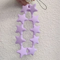 Cute purple silicone star keychain and phone charm accessory with golden metal clip - Lavender Purple (10 Stars)