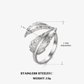 Verstellbarer Federring aus Edelstahl in Silber mit 1,4 cm breitem Federdesign für Damen - Silber