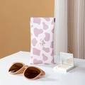Custodia per occhiali in pelle PU maculata rosa e bianca con chiusura automatica - Mucca Rosa e Bianca
