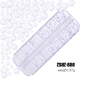 12-grid box of white flatback resin pearls for nail art and DIY decor, item ZSHZ-880 - Pure White (ZSHZ-880)