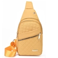 Casual yellow nylon chest bag with quilted diamond pattern and adjustable strap - Style 4 Orange