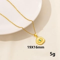Golden stainless steel O-chain necklace with a 19x16mm oval evil eye blue stone pendant - S770-Irregular Round / Gold