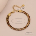 6mm Edelstahl Schlangenkette mit Leopardenmuster, Karabinerverschluss und Verlängerung - 2# Leopardenmuster Armband