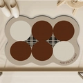 Macro detail of wave-shaped non-slip bath mat with brown beige circles and plaid pattern - Irregular Six Loops-B / 30*40cm [Upgraded Thickened Diatom Mud]