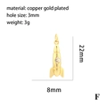Detailed size chart of gold-plated rocket charm with micro-pave evil eye stone and 3mm hole - Micro Pave Rocket Pendant
