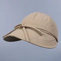 Dettagli del cappello parasole in nylon da donna con fiocco elegante e tesa cucita - M (56-58cm) / Cachi