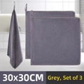 Set of 3 dark grey microfiber cleaning cloths 30x30cm with hanging loops for home - Gray 30x30CM Thickened (3 PCS)