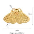 Golden moth insect charm pendant size 27x16mm with zircon micro-pave for DIY jewelry - M775181-Gold Moth