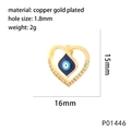 Detailed specs of heart evil eye pendant with 15mm height and 16mm width measurements - Heart Frame Evil Eye (P01446)
