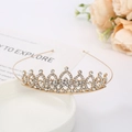 Elegant gold bridal crown featuring sparkling rhinestones for wedding hair accessories - Crown Style 14