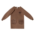 Brown long-sleeved waterproof kitchen apron with dual hand-wiping side pockets - Coffee Chef Hat (Long Sleeve) With Hand Wiping