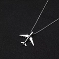 Collana con pendente a forma di aereo d'argento stile hiphop con catena a scatola per bambini - Aereo + Catena in Acciaio al Titanio da 60 cm