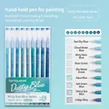 9-color Dusty Blue gradient marker set for journaling and drawing on grid paper - Misty Blue 9-Color Set