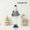 Blue and white plaid long-legged snowman Christmas plush figurine ornament, 80cm height - Lei Feng Hat Telescopic Snowman (Large)