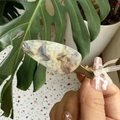 Elegant vintage cream marble resin hair clip with gold metal spring for women - Purple Shell Texture