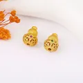 Golden hollow gourd pendant with red and green gemstone inlay in sand gold finish - 26# Sand Gold Hollow Hulu Gourd