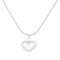 Elegante zilveren hart hanger ketting met slangenketting op een witte achtergrond - Stalen Ketting Witte Hart Hanger (KN236542-HR)