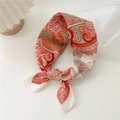 Elegant paisley floral cotton linen square scarf in vintage orange and pink tones - Vintage Paisley-Dewy Pattern