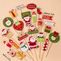 Christmas cupcake topper set featuring Santa, snowman, and reindeer cake decorations - Christmas Gift Box B Topper Kit 5 Sets