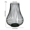 Black iron wire candlestick in pear shape with detailed dimensions and 280g weight - Large / Black