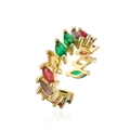 Detail of 18K gold plated open ring with marquise-cut rainbow cubic zirconia stones - Adjustable Open / Rainbow