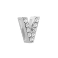 Silver plated V-shaped alloy pendant with inlaid clear rhinestones and minimalist design - Letter V / 10mm Full Drill Letter / Silver