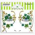 St. Patrick's Day green clover face art stickers with gold glitter and gems decoration - Clover Gold Butterfly