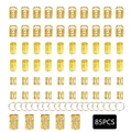 85-piece golden metal hair jewelry set with assorted braid rings and hair cuffs for styling - 85PCS / Gold