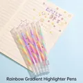 Set of 7 rainbow gradient highlighters with multi-color spiral design on notebook - Pastel Set - 6PCS Boxed