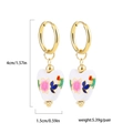 Detailed view of floral heart pendant hoop earrings with height and width measurements - Pink Floral Heart