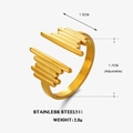 Anillo abierto minimalista de acero inoxidable chapado en oro 18K con líneas - Estilo de Línea Geométrica / Dorado