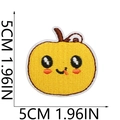 Detail view of 5cm embroidered yellow pumpkin patch with cute facial expressions - Style 5 Pumpkin