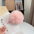 Barrette à cheveux rose pour enfants avec pompon en peluche douce et pince assortie - 1 pièce / Rose Poudré