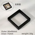 90x90mm black floating jewelry display box with clear PE film and 75mm inner frame - Single Gift Box