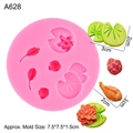 Pink silicone mold for lotus and koi fish shapes with product size dimensions - 2# (Lotus/Leaf/Koi) / Pink