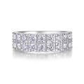 Anillo de dos filas en plata S925 y moissanita con piedras redondas brillantes - US 5 / Plata (18 piedras de moissanita)