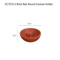 Portaincenso tondo in ceramica rosso mattone opaca, 8 cm di diametro, stile nordico - XC1019-2 Porta incenso rotondo rosso mattone