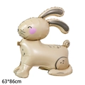 Easter cartoon rabbit foil balloon in light brown color, size 63x86cm for party decor - Beige Standing Bunny