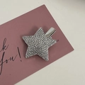 Sparkling silver star hair clip with pink rhinestones on a stylish decorative card - Silver/White Zirconia-Full Pave Star