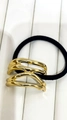 Minimalist black elastic hair tie with a sleek hollow golden metal buckle accessory - Style G / Gold