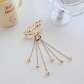 Elegant gold butterfly hair claw clip with crystal tassel fringe charms on white surface - Model I Gold 8cm