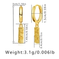 18K gold plated snake texture rectangular hoop earrings for women, 3cm length - Zebra Pattern Plate