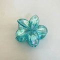 Iridescent blue-green plumeria flower hair claw clip with a glossy finish on white background - Frangipani Hair Clip / Pack of 12 (8x7x4cm) / Iridescent Transparent Lake Blue
