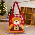 Christmas gift bag with 3D teddy bear and plaid hat in red burlap material 20cm size - Burlap Handbag Bear