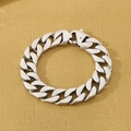 Classic silver cuban link bracelet with vintage matte finish and secure lobster clasp - Ancient Silver (KB170059-KJX)