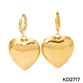 Orecchini pendenti a cuore dorati lucidi in acciaio inossidabile minimalista - Stile a Cuore Bombato Dorato (KD2717)