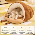 Tabla de tallas del saco de dormir de invierno para gatos con medidas para mascotas - Nido de Zapatilla Marrón