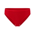 Solid red cotton ribbed women's briefs with mid-waist design and breathable texture - Red