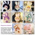 Colorful plush rabbit crossbody bag 35x22cm in eight colors with cute bell and embroidery - 1055 Dopamine Little Rabbit / Random One